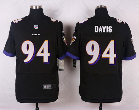 Men's Baltimore Ravens #94 Carl Davis Black Alternate NFL Nike Elite Jersey