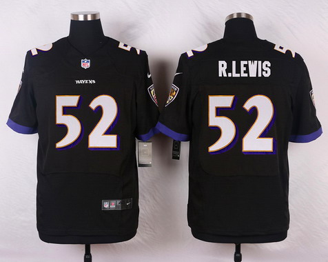 Men's Baltimore Ravens Retired Player #52 Ray Lewis Black  Elite Jersey