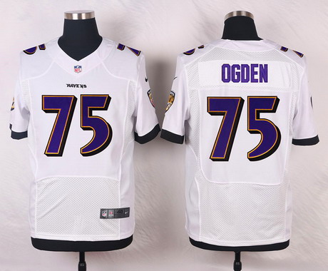 Men's Baltimore Ravens Retired Player #75 Jonathan Ogden White  Elite Jersey