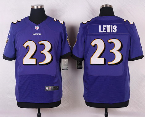 Men's Baltimore Ravens #23 Kendrick Lewis Purple Team Color NFL Nike Elite Jersey