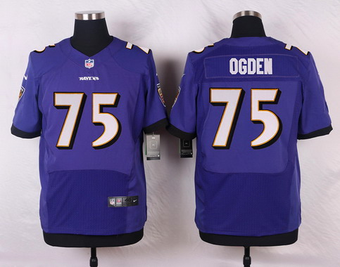 Men's Baltimore Ravens Retired Player #75 Jonathan Ogden Purple Nike Elite Jersey