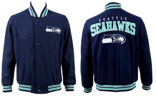 Men's Seattle Seahawks Navy Wool shell Jacket