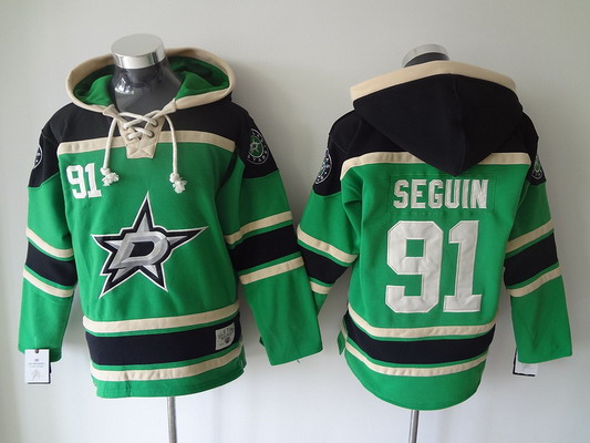 Men's Dallas Stars #91 Tyler Seguin Old Time Hockey Home Green Hoodie