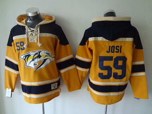 Men's Nashville Predators #59 Roman Josi Old Time Hockey Home Yellow Hoodie