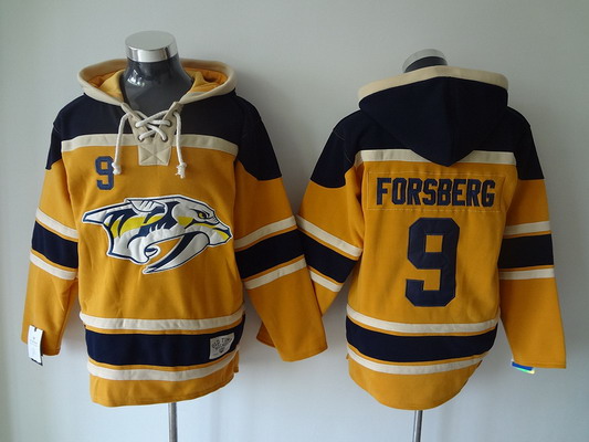 Men's Nashville Predators #9 Filip Forsberg Old Time Hockey Home Yellow Hoodie