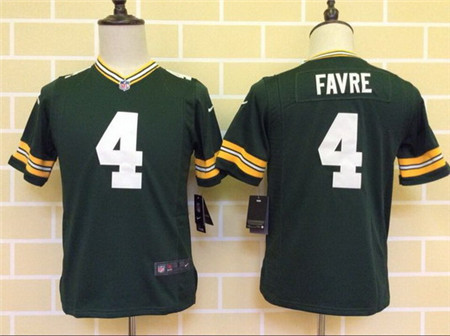 Youth Green Bay Packers #4 Brett Favre Green Team Color NFL Nike Game Jersey