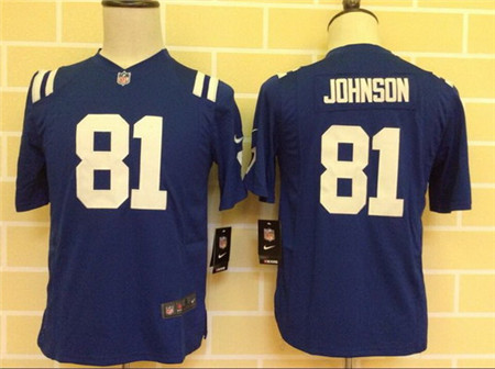 Youth Indianapolis Colts #81 Andre Johnson Nike Blue Game Jersey