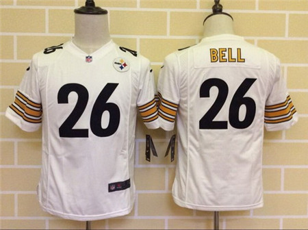 Youth Pittsburgh Steelers #26 LeVeon Bell Nike White Game Jersey