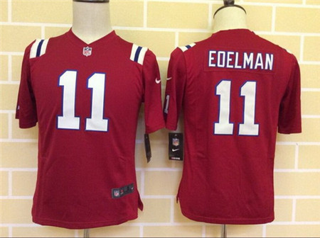 Youth New England Patriots #11 Julian Edelman Nike Red Game Jersey