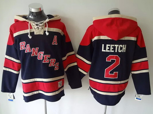 Men's New York Rangers #2 Brian Leetch Old Time Hockey Alternate Navy Blue Hoodie