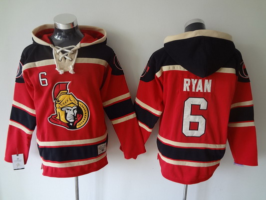 Men's Ottawa Senators #6 Bobby Ryan Old Time Hockey Red Hoodie