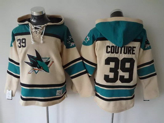 Men's San Jose Sharks #39 Logan Couture Old Time Hockey Cream Hoodie