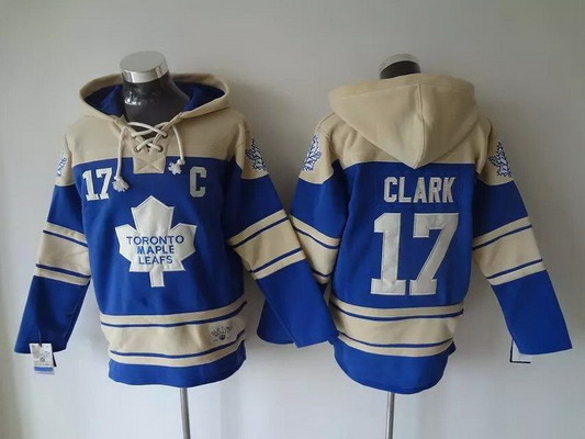 Men's Toronto Maple Leafs #17 Wendel Clark Old Time Hockey Light Blue Hoodie