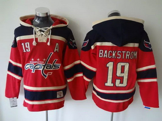 Men's Washington Capitals #19 Nicklas Backstrom Old Time Hockey Home Red Hoodie