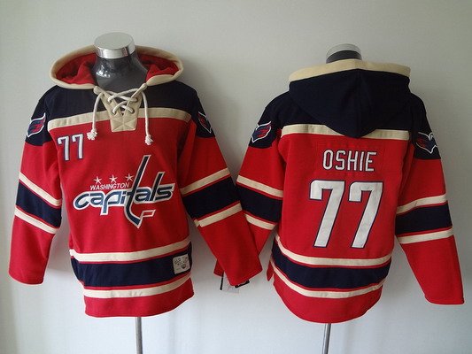 Men's Washington Capitals #77 T.J. Oshie Old Time Hockey Home Red Hoodie