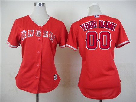 Women's LA Angels Of Anaheim Customized Red 2015 MLB Cool Base Jersey
