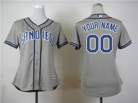 Women's San Diego Padres Customized Road Gray 2015 Cool Base Baseball Jersey
