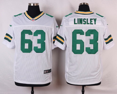 Men's Green Bay Packers #63 Corey Linsley White Road NFL Nike Elite Jersey