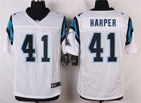 Men's Carolina Panthers #41 Roman Harper White Road NFL Nike Elite Jersey