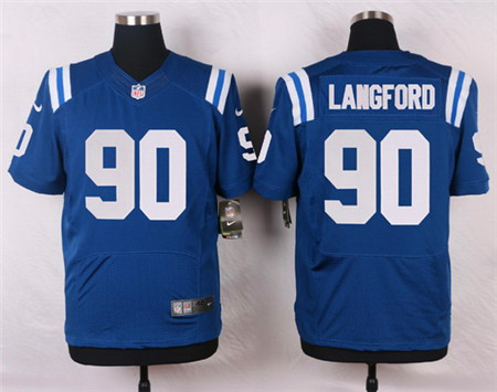 Men's Indianapolis Colts #90 Endall Langford Royal Blue Team Color NFL Nike Elite Jersey