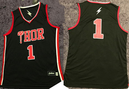 Men's The Avengers Film #1 Thor Black Fashion Basketball Jersey