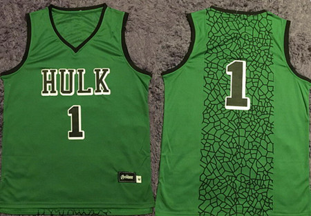 Men's The Avengers Film #1 Hulk Green Fashion Basketball Jersey