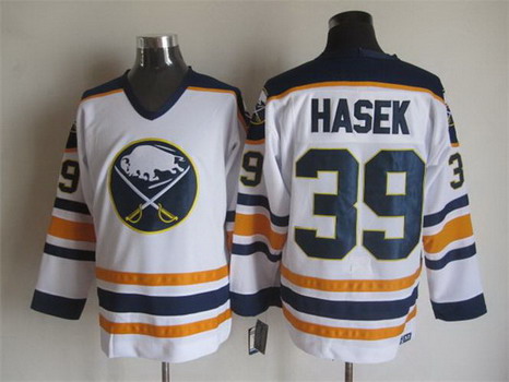Men's Buffalo Sabres #39 Dominik Hasek 1983-84 White CCM Vintage Throwback Jersey