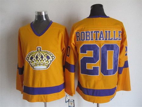 Men's Los Angeles Kings #20 Luc Robitaille 1970-71 Gold CCM Vintage Throwback Jersey