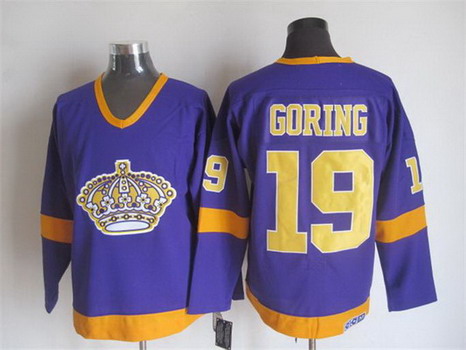 Men's Los Angeles Kings #19 Butch Goring 1977-79 Purple CCM Vintage Throwback Jersey