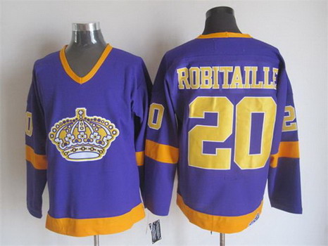 Men's Los Angeles Kings #20 Luc Robitaille 1977-79 Purple CCM Vintage Throwback Jersey