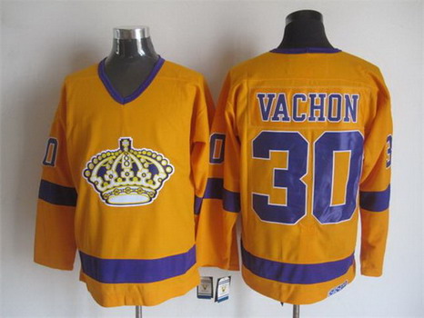 Men's Los Angeles Kings #30 Rogie Vachon 1970-71 Gold CCM Vintage Throwback Jersey