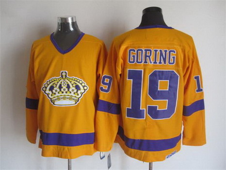 Men's Los Angeles Kings #19 Butch Goring 1970-71 Gold CCM Vintage Throwback Jersey