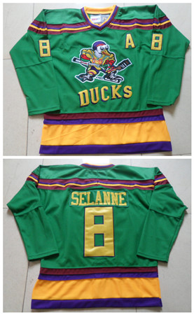 Men's Mighty Ducks Of Anaheim #8 Teemu Selanne 1991-92 Green CCM Vintage Throwback Jersey