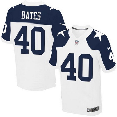 Men's Dallas Cowboys #40 Bill Bates White Thanksgiving Retired Player NFL Nike Elite Jersey
