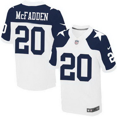 Men's Dallas Cowboys #20 Darren McFadden White Thanksgiving Alternate NFL Nike Elite Jersey