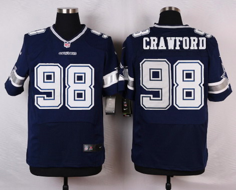 Men's Dallas Cowboys #98 Tyrone Crawford Navy Blue Team Color NFL Nike Elite Jersey