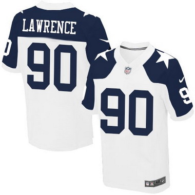 Men's Dallas Cowboys #90 DeMarcus Lawrence White Thanksgiving Alternate NFL Nike Elite Jersey