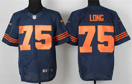 Men's Chicago Bears #75 Kyle Long Blue With Orange Nik Elite Jersey