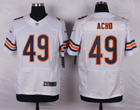 Men's Chicago Bears #49 Sam Acho White Road NFL Nike Elite Jersey