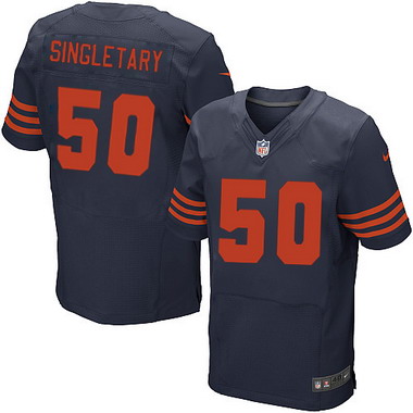 Men's Chicago Bears #50 Mike Singletary Navy Blue With Orange Retired Player NFL Nike Elite Jersey
