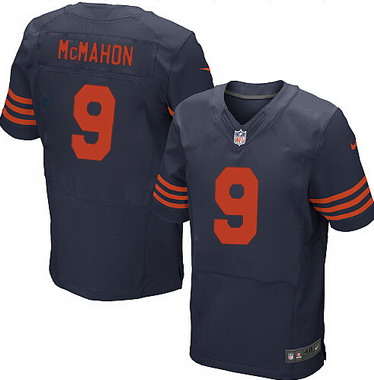 Men's Chicago Bears #9 Jim McMahon Navy Blue With Orange Retired Player NFL Nike Elite Jersey