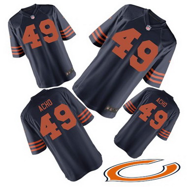 Men's Chicago Bears #49 Sam Acho Navy Blue With Orange Alternate NFL Nike Elite Jersey