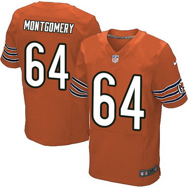 Men's Chicago Bears #64 Will Montgomery Orange Alternate NFL Nike Elite Jersey