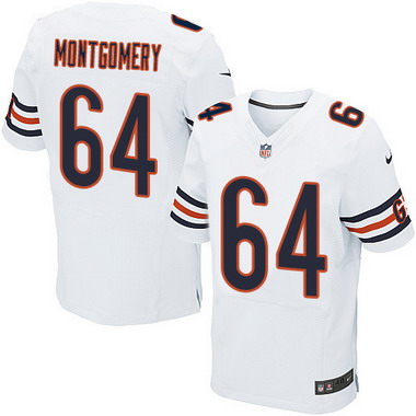 Men's Chicago Bears #64 Will Montgomery White Road NFL Nike Elite Jersey