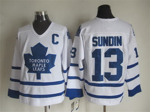 Men's Toronto Maple Leafs #13 Mats Sundin 2000-01 White CCM Vintage Throwback Jersey