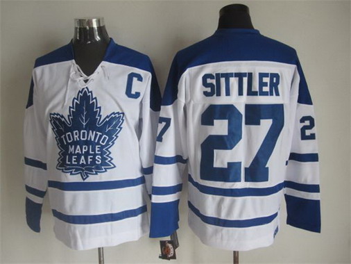 Men's Toronto Maple Leafs #27 Darryl Sittler 1998-99 White CCM Vintage Throwback Jersey