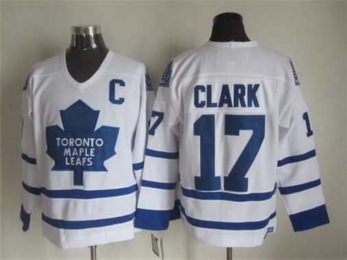 Men's Toronto Maple Leafs #17 Wendel Clark 2000-01 White CCM Vintage Throwback Jersey