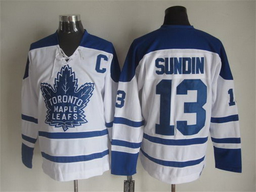 Men's Toronto Maple Leafs #13 Mats Sundin 1998-99 White CCM Vintage Throwback Jersey