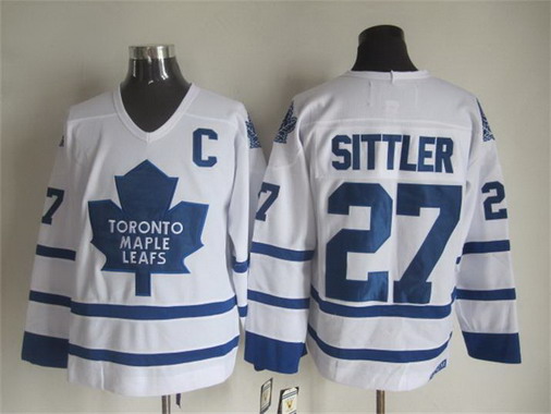 Men's Toronto Maple Leafs #27 Darryl Sittler 2000-01 White CCM Vintage Throwback Jersey