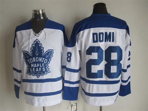 Men's Toronto Maple Leafs #28 Tie Domi 1998-99 White CCM Vintage Throwback Jersey